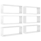 ZNTS Wall Cube Shelf 6 pcs High Gloss White 60x15x23 cm Engineered Wood 807153