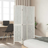 Room Divider 3 Panels White Solid Wood Paulownia 358670
