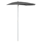 Garden Half Parasol with Pole 180x90 cm Anthracite 315561