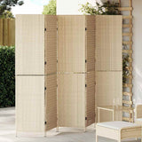 Room Divider Folding Manual Beige 242 x 180 cm Poly Rattan 42003676