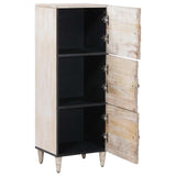 High Board with Shelf White 40 x 33.5 x 110 cm Solid Mango Wood 4018397