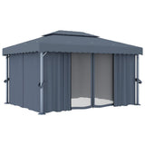 Gazebo with Curtain&LED String Lights 4x3 m Anthracite 3070355