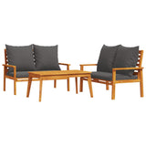 3 Piece Garden Lounge Set with Cushions Solid Wood Acacia 3211799