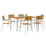 Outdoor Dining Set 7 pcs Solid Acacia Wood and Stainless Steel 3334792