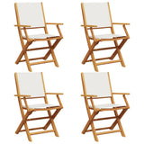 Folding Garden Chairs 4 pcs Cream White Fabric and Solid Wood 3214574