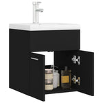 ZNTS Sink Cabinet with Built-in Basin Black Engineered Wood 3071262