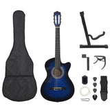 12 Piece Western Classical Guitar Set with 6 Strings Blue 38 70135