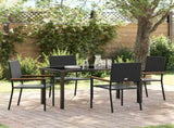 Garden Dining Set with Cushion 5 pcs Black Poly Rattan 3379704