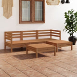 ZNTS 5 Piece Garden Lounge Set Solid Pinewood Honey Brown 3082675