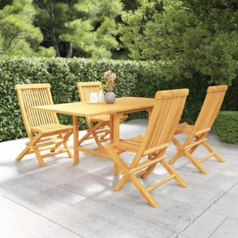5 Piece Garden Dining Set Solid Teak Wood 3059593