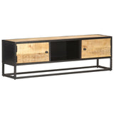 TV Cabinet with Carved Door 130x30x40 cm Rough Mango Wood 320943