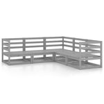 5 Piece Garden Lounge Set Grey Solid Wood Pine 3075726