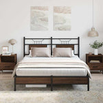 Bed Frame without Mattress Brown Oak 140x190 cm Engineered Wood 4106998