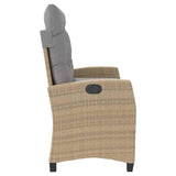 Reclining Garden Bench with Cushions Beige Poly Rattan 368230