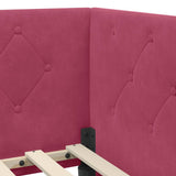 Corner Bed Frame with Headboard Wine Red 90 x 190 cm Velvet 42016527