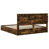 Storage Bed with Drawer Smoked Oak 180 x 200 cm Engineered Wood 3410227