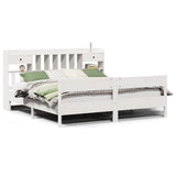 Bookcase Bed without Mattress White 180x200cm Super King Solid Wood Pine 3323018