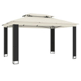 Gazebo with Double Roof Cream 3.94x2.96 m Steel 368446