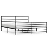Metal Bed Frame without Mattress with Footboard Black 200x200cm 352344
