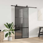 Sliding Door with Hardware Set Black 102.5x205 cm Tempered Glass 3375888