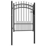 ZNTS Fence Gate with Spikes Steel 100x125 cm Black 146389