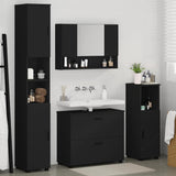 Bathroom Furniture Set 4 pcs Black Engineered Wood and Metal 3393044