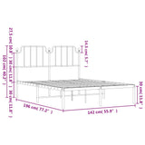 Metal Bed Frame without Mattress with Headboard Black 135x190cm 373886