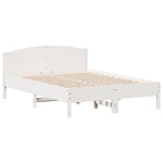 ZNTS Bookcase Bed without Mattress White 120x190 cm Small Double Solid Wood Pine 3323117