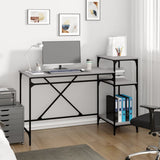 Desk with Shelves Grey Sonoma 135x50x90 cm Engineered Wood&Iron 826712