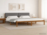 Bed Frame with Upholstered Headboard Natural and Light Grey 3405108