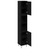 Bathroom Cabinet Black Oak 30 x 30 x 190 cm Engineered Wood 862882
