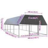 Outdoor Chicken Cage 3x10x2 m Galvanised Steel 3154379