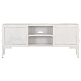 TV Cabinet White 115x30x46 cm Solid Mango Wood 323580