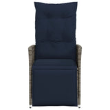 Reclining Garden Chairs 2 pcs with Cushions Grey Poly Rattan 365670