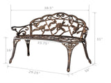 38.5" Cast Aluminum Outdoor Courtyard Decoration Park Leisure Rose Chair 40411767