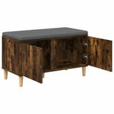 Hall Bench with Cushion with Storage Smoked Oak 80 x 38 x 46 cm 891532