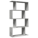 ZNTS Room Divider Bookcase 4-Tier Concrete Grey 70x24x129 cm Engineered Wood 858105