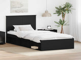 Bed Frame with Headboard Black 90 x 200 cm Solid Pine Wood 3411056