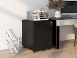 2-Drawer Vertical Filing Cabinet with Lock 5 Wheels, Steel Mobile File Cabinet, for A4, Legal T3398P342418