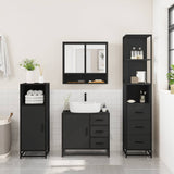 ZNTS 3 Piece Bathroom Furniture Set Black Engineered Wood 3301165