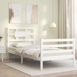 Bed Frame without Mattress White Single Solid Wood 3194407