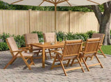 7-Piece Garden Dining Set Natural Solid Acacia Wood 3434563