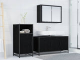 Bathroom Furniture Set 3 pcs Black Oak Engineered Wood 3402401