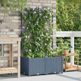Garden Planter 2 pcs LiGht Grey 80 x 40 x 143 cm Plastic 42002884
