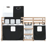 Bunk Bed without Mattress White&Black 90x190 cm Solid Wood Pine 3283994