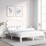 Bed Frame without Mattress White Small Double Solid Wood Pine 3193697