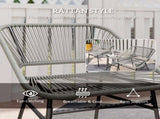 3 Pieces Rattan Bistro Set, Wicker Small Garden Table and Chairs Set with Cushions and Glass Top T3398P324009