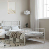 Metal Bed Frame without Mattress with Footboard White 100x200cm 372241