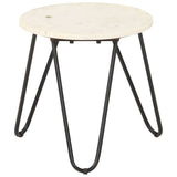Coffee Table White 40x40x40 cm Real Stone with Marble Texture 286443