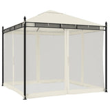 Gazebo with Mesh Walls Cream 2.93x2.93 m Steel 368434